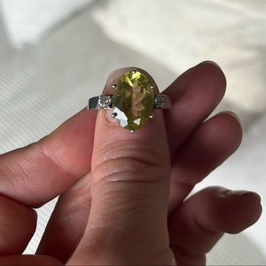 Lemon Quartz Ring with White Topaz accents in 925 Sterling Silver